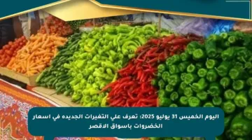 اليوم الخميس 31 يوليو 2025: تعرف على التغيرات الجديدة في أسعار الخضروات بأسواق الأقصر